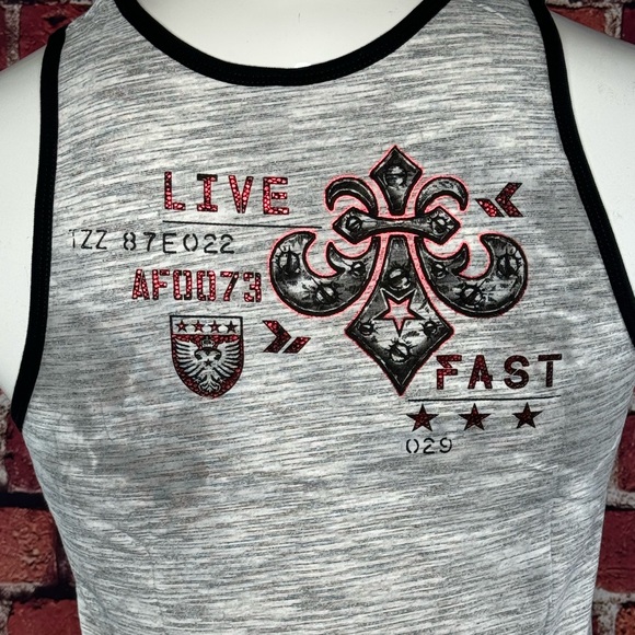 Affliction Men's Eagle Graphic Tank Top - Size: S/M/L/XL- Gray / Black - NWT - Picture 7 of 9